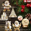 16 Piezas Madera Navideña 2D Planas Lujosos Adornos Colgantes Estilo Papá Noel Dorado