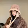 Sombrero de Pescador Grueso Cálido con Forro Polar para Otoño e Invierno, Sombrero Protector para los Oídos Resistente al Viento para Ciclismo al Aire Libre, Sombrero Cubo Casual Estilo Japonés para Circunferencia de Cabeza Grande