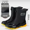 Botas de Chuva de Cano Médio para Homens, Sapatos de Borracha Antiderrapantes e Resistentes ao Desgaste para Trabalho ao Ar Livre, Botas Impermeáveis para Cavaleiros e Entregadores, Botas de Chuva para Pesca para Homens