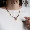 Collar de Caballo Mecedora de Esmalte Colorido Maillard Exquisito Versátil Vintage Cadena de Clavícula de Lujo Ligero Nicho Gama Alta para Mujeres