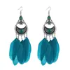 Promoção Imperdível Brincos de Pena Estilo Étnico Vintage Longos Multicor Brincos de Pena para Feriado Design de Fio de Contas Brincos de Argola