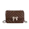 Bolso Cuadrado Pequeño Casual Acolchado Estilo Chanel con Cadena Color Sólido 2026 Nuevo de Primavera Bolso de Hombro Cruzado Elegante con Lazo