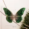 Adornos de mariposa 3D de Navidad transfronterizos, colgantes de lentejuelas con hilo dorado, decoraciones de mariposa pintadas realistas para árboles de Navidad festivos