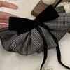 ¡Terciopelo Doble Cara Importado de Corea! 2026 Nuevo Estilo Gama Alta Cuadros Lazo Pinza de Resorte Falda Pasador Accesorio para el Cabello