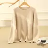 Suéter Feminino de Outono e Inverno Novo, Completamente de Caxemira, Gola Redonda, Espessado, Seis Fios, Amigo da Pele, Casual, Solto, Suéter Preguiçoso