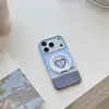 Suporte Rotativo Magnético para Capa de Celular Apple 17pm iPhone 16 Coração Mármore Patchwork 18 Estilo Coreano Pivô