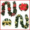 Suministro transfronterizo: Guirnalda rústica de bayas rojas navideñas 180 cm / 2,7 m flores densas con purpurina roja y dorada Decoración navideña