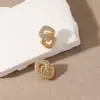 Nuevos Pendientes Cuadrados de Diamantes Completos de Doble Capa Huecos de Personalidad de Lujo Ligero de Moda Kaye, Pendientes Versátiles para el Día a Día