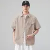 Ropa de Hombre Xintang 2026 Verano Nueva Camisa de Cuadros para Hombre, Estilo Retro Japonés, Chaqueta Camisa Casual con Cuello Campana para Jóvenes