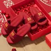 Pantuflas de verano para bodas, par rojo festivo para parejas, dote de boda, sandalias ligeras antideslizantes para interiores y baño