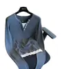 Elegante Blusa de Tricô Manga Longa Falsa Duas Peças com Gola Henry para Mulheres, Camada Base para o Início do Outono 26 Nova H081305