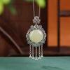 Yilu prata s925 prata esterlina sul vermelho hetian jade vintage auspicioso padrão flor borla bell ovo pingente de superfície pingente