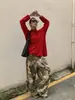 [9Hour] Jeans de Diseño Estilo Americano Camuflaje Dividido para Mujer Otoño e Invierno 2025 Pantalones Sueltos de Pierna Ancha Cx0287