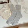 Calcetines de seda estilo Miu inspirados en el ballet para mujer, calcetines de verano finos de caña media Lolita JK con ribete de encaje y diseño fruncido