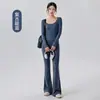Conjunto de roupa de yoga, alta elasticidade, conjunto de fitness modelador para mulheres, conjunto esportivo de duas peças com cintura alta para Pilates
