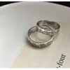 Celebridad de Internet ins Anillo Par de Dedo Índice con Números Romanos de Plata Tailandesa Anillo Abierto Anillo de Pareja Par de Anillos Vintage para Hombres y Mujeres