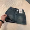 Mini Saia Jeans Sexy Retrô Feminina Anti-Exposição Versátil Cintura Alta Linha A Emagrecedora Saia Americana Hot Girl Justa ao Corpo Verão