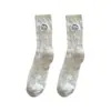 Calcetines Bordados de Dibujos Animados para Mujer, Calcetines de Media Pantorrilla para Primavera y Otoño, Algodón Puro con Hilo de Punto Estilo Japonés Lindo, Calcetines Holgados de Color Sólido de Moda