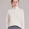Nuevo Estilo Otoño e Invierno 2026 Suéter Pulóver de Media Cremallera para Mujer Cachemira Holgado de Moda Color Sólido Versátil Tejido para Mujer