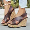 Sandalias de plataforma con cuña transfronterizas europeas y americanas, nuevas sandalias romanas de comercio exterior para mujer, talla grande, venta al por mayor