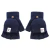 Luvas de lã felpuda para outono e inverno, com meio dedo flip, para homens e mulheres, quentes, grossas, fabricantes de bolsas, dedo vazado, imitação de pele de mink, totalmente em nylon