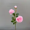 Peônia em pintura a óleo artificial com 3 cabeças para decoração de casa, flores artificiais para adereços de fotografia, flores artificiais para decoração de casamento e paisagismo