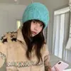 Gorro de Punto Urbano Bordado con Letra Estilo Coreano para Otoño e Invierno, Hace que la Cara se Vea Más Pequeña, Circunferencia de Cabeza Grande, Gorro de Lana, Gorro para Clima Frío para Mujer