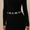 Nueva cadena de cintura de metal con patchwork de encaje hueco ovalado, moda europea y americana, un accesorio único y versátil, disponible en stock de fábrica