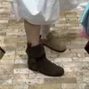 Botas Apiladas Arrugadas Vintage de Piel de Vaca para Mujer Punta Redonda Suela Plana Botas Vaqueras Occidentales para Mujer Hebilla de Cinturón Botas Martin Botines