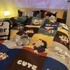 Juego de ropa de cama de cuatro piezas de algodón lavado grado A, nuevo estilo 2026, funda de edredón, sábana plana y sábana ajustable, adecuado para dormitorios de estudiantes, juego de tres piezas, talla 4