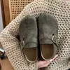 Mules versátiles sin cordones para mujer, lindos y originales, 2026 suela gruesa casual que aumenta la altura, nuevo estilo retro de otoño con punta dividida