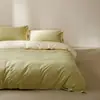 Juego de Cama de Cuatro Piezas de Algodón Puro Cepillado Espeso de Alta Gama, Hilo 60S, 100% Algodón, Ropa de Cama de Lujo Ligero, Funda de Edredón de Color Sólido