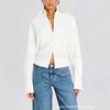 Amazon Europeo y Americano Comercio Exterior Estación Independiente Nuevo Top Corto Blanco para Mujer Camisa de Moda Irregular Camisa