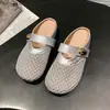 Mules Fechadas de Salto Baixo Estilo Francês para Mulheres, Novo Modelo Primavera 2026, Malha Respirável, Sandálias Confortáveis com Solado Macio