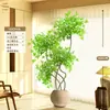 Planta Artificial Verde Nandina Bambu Planta Falsa High-End Luxo Leve Árvore Decorativa para Sala de Estar Ornamentação de Chão Interna Grande em Vaso