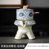 Tazón Cubierto Sancai de Porcelana Azul y Blanco de Horno Ru Taza de Té de Cerámica No Caliente Ercai Dou Juego de Té Kung Fu Juego de Té