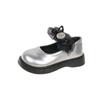 Sapatos Pequenos de Couro para Crianças 2025 Primavera & Outono Novo Estilo Coreano Brilhante Strass Laço de Renda Meninas Sapato Mary Jane Princesa