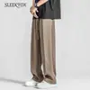 Nuevos pantalones casuales largos para hombre de estilo coreano para otoño e invierno, pierna recta, caída suave, corte limpio, corte holgado, que alargan la figura y estilizan, con cordón