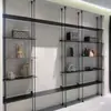 Estante de Almacenamiento Redondo de Aleación de Aluminio Tipo Colgante de Piso a Techo Poste de Soporte Estantería Metálica Soporte de Almacenamiento de Poste Colgante Minimalista