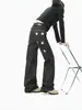 Pantalones de Mezclilla con Parche de Estrella Americana para Hombre Otoño Corte Limpio Simple Retro Pierna Recta Micro Acampanada Pantalones Casuales Sueltos