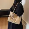 Bolso de Mujer Primavera Nuevo Estilo Versátil Estilo Oficina Cadena de Perlas Gran Capacidad Bolso Tote Casual de Hombro
