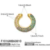 Pendientes populares europeos y americanos en forma de C con circonitas de colores, deslumbrantes y sin perforación, acero de titanio bañado en oro, accesorios de mujer modernos y versátiles, clips para orejas