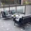 Diseño de Jardín de Patio Exterior Departamento de Ventas Sofá de Exhibición Combinación de Aleación de Aluminio y Acero Inoxidable Sofá Resistente al Agua y al Sol