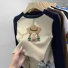 Ropa interior básica para niñas Otoño e Invierno 2026 Nuevo estilo Camiseta de manga larga de forro polar térmico para niños Bloque de color cálido Top casual para niña pequeña