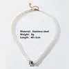 Moda Transfronteriza Retro Lujo Ligero Simple Collar de Perlas Cadena de Perlas de Acero Inoxidable Anillo Diamante Joyería de Perlas 18k