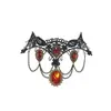 Colar de Renda com Zircônia Escarlate Escuro e Franjas para Mulheres, Nicho Retrô, Acessório de Colar com Atmosfera de Garota Popular