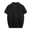 Camiseta de Manga Corta Texturizada Estilo Old Money para Hombre, Primavera y Verano, Cuello Semiabierto, Solapa con Cremallera, Top Polo Casual Holgado