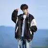 Chaqueta de cuadros falsa de dos piezas con retazos y solapas para hombre, ropa de otoño, talla grande, marca de moda, diseño holgado, prenda exterior elegante y moderna