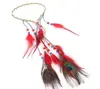 Diadema Bohemia con Plumas Transfronteriza Europea y Americana para Viajes a la Playa y Fotografía, Diadema India Étnica de Pavo Real para Mujeres