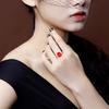 Lujo Concubina Imperial moda imitación diamante rojo natural cristal rosa Morganita anillo chapado en 18K incrustado anillo de diamante de tesoro de color